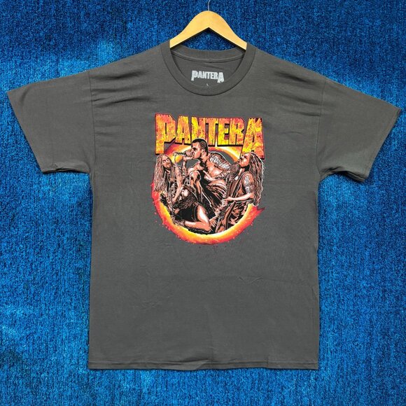 Pantera Band Portrait Flames T-Shirt size Large - Picture 1 of 4